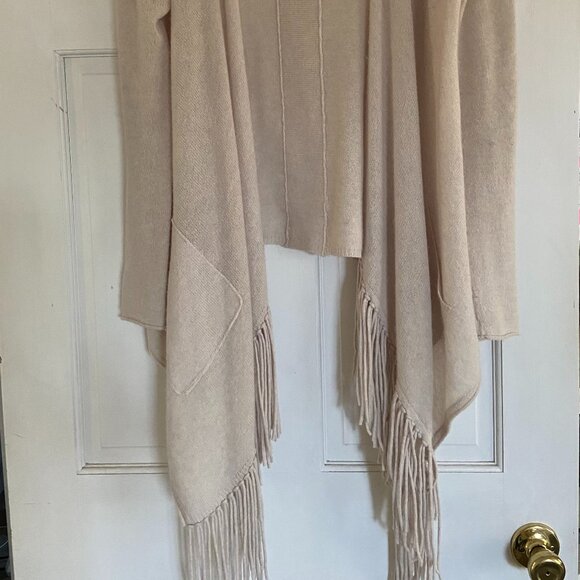 360 Cashmere - 100% Cashmere open cardigan fringed sweater - Cream - Size S - Picture 1 of 7